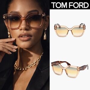 Tom Ford Phoebe FT0939 45B 56MM Square Sunglasses Havana Brown Yellow NWT 465$